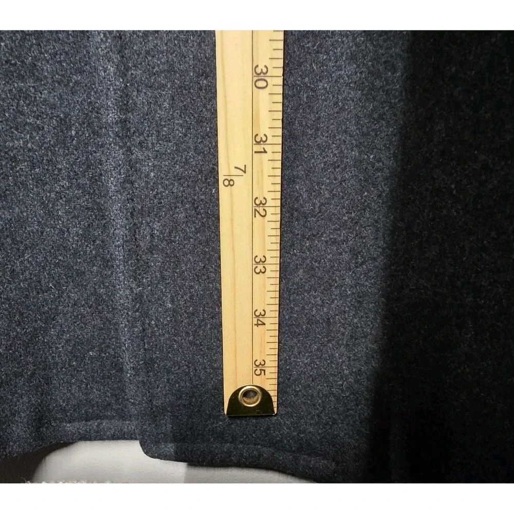Vintage 60s BRENT Black‎ Wool Coat Faux Fur Collar 42 Leather Buttons